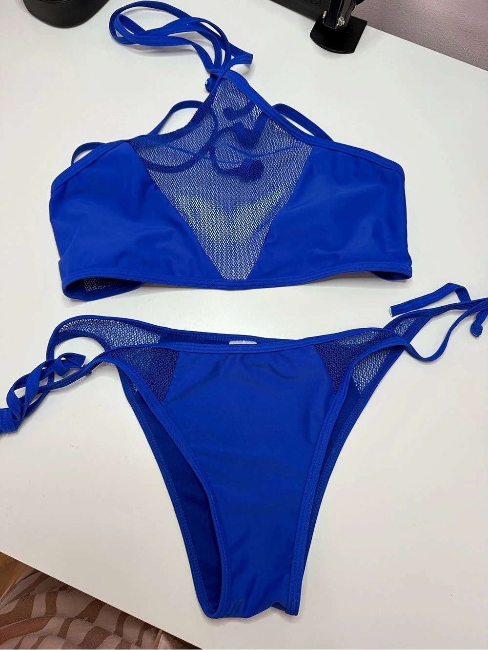 Ree Bees Blue Mesh Bikini Set Size Medium Like New